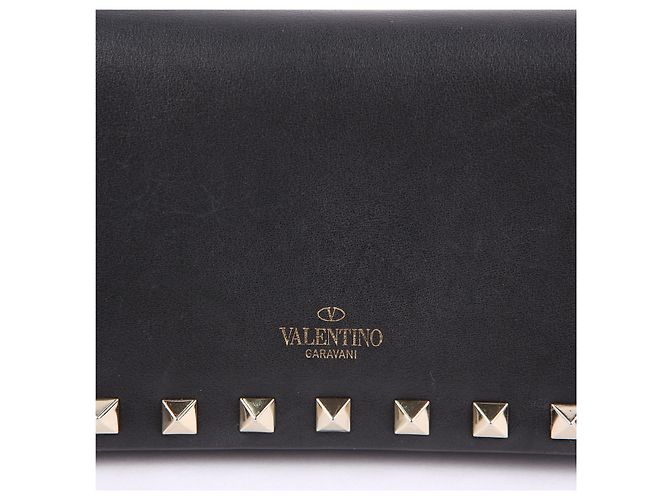 Valentino Clutch wallet Rockstud in pelle nera Nero - vista 3