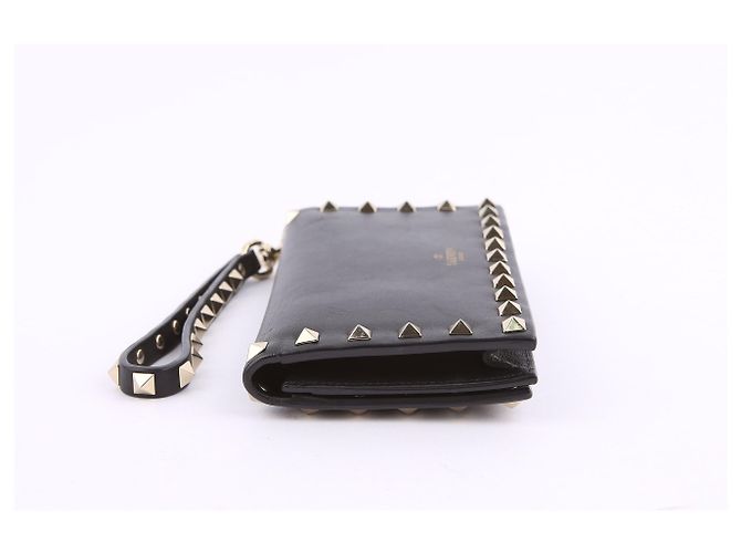 Valentino Clutch wallet Rockstud in pelle nera Nero - vista 4