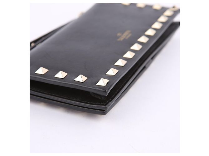 Valentino Clutch wallet Rockstud in pelle nera Nero - vista 5