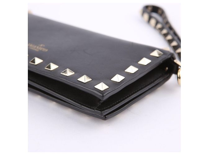 Valentino Clutch wallet Rockstud in pelle nera Nero - vista 7