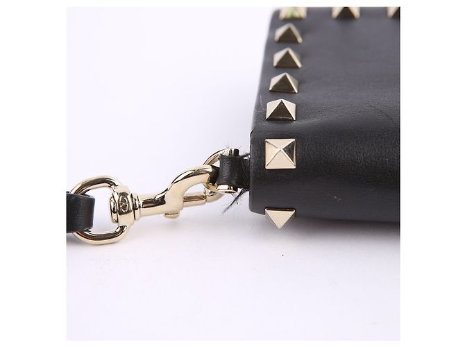 Valentino Clutch wallet Rockstud in pelle nera Nero - vista 9