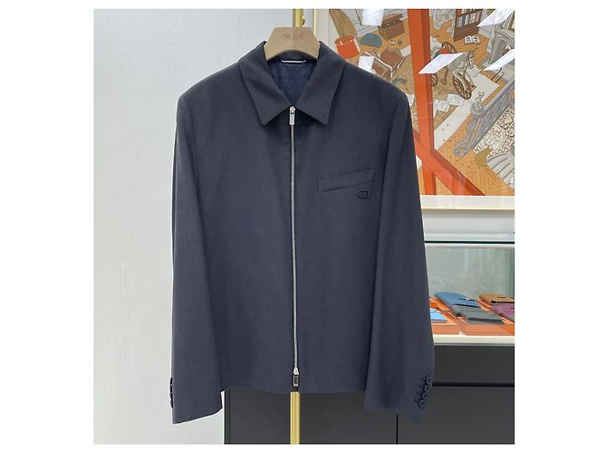 Dior Wool Blend Twill Classic Zip Jacket Grey Brown - view 2