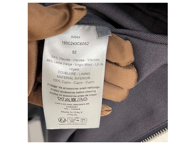 Dior Wool Blend Twill Classic Zip Jacket Grey Brown - view 9
