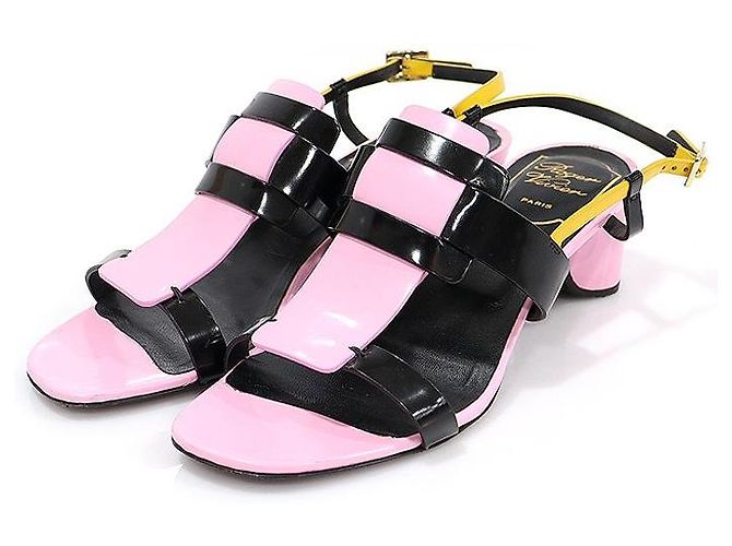 Roger Vivier Multi Color PILGRIM JOUR Color Block City Strap Women's Sandals Black - view 2
