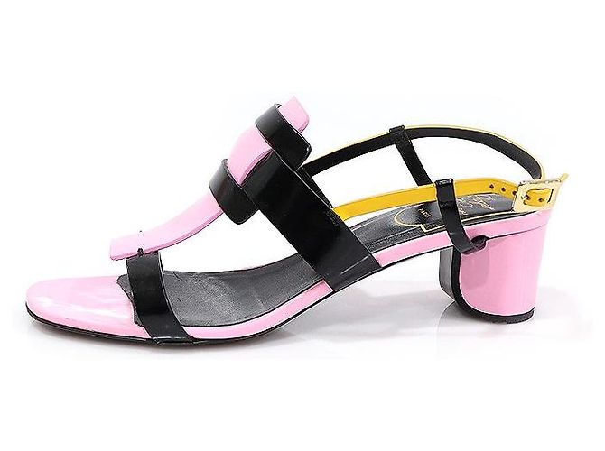 Roger Vivier Multi Color PILGRIM JOUR Color Block City Strap Women's Sandals Black - view 3