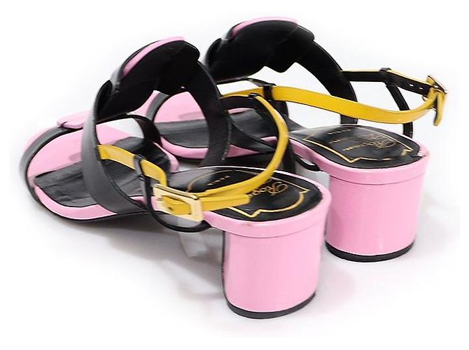 Roger Vivier Multi Color PILGRIM JOUR Color Block City Strap Women's Sandals Black - view 4