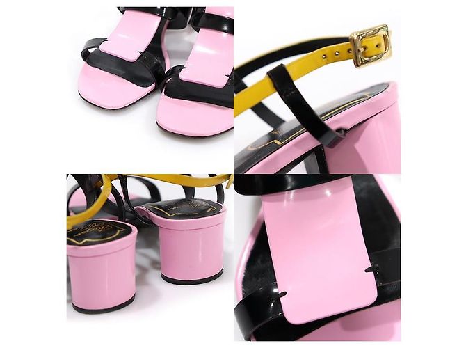 Roger Vivier Multi Color PILGRIM JOUR Color Block City Strap Women's Sandals Black - view 6