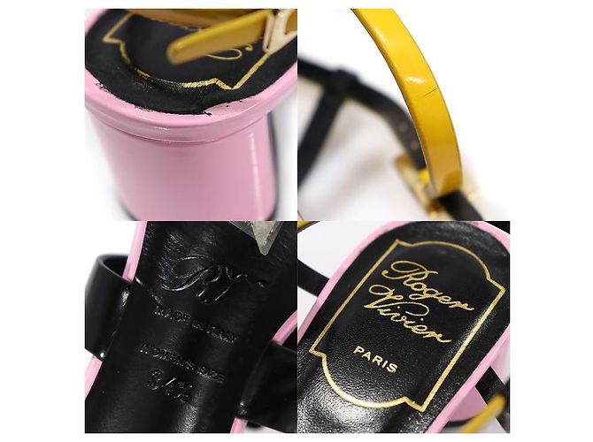 Roger Vivier Multi Color PILGRIM JOUR Color Block City Strap Women's Sandals Black - view 7