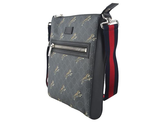 Gucci Borsa a tracolla GG Supreme con stampa tigre nera Nero - vista 2