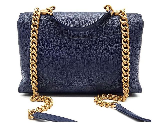 Chanel Borsa con patta e manico superiore in caviar Nero - vista 3