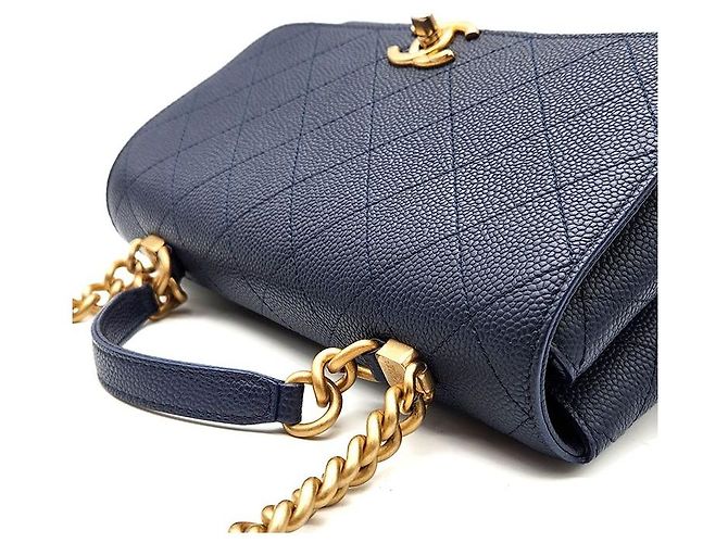Chanel Borsa con patta e manico superiore in caviar Nero - vista 6