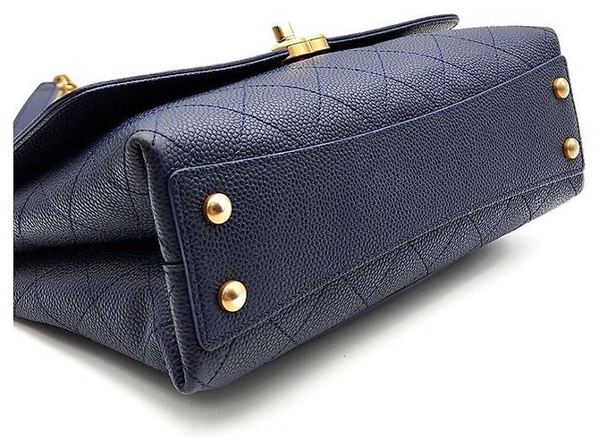 Chanel Borsa con patta e manico superiore in caviar Nero - vista 7