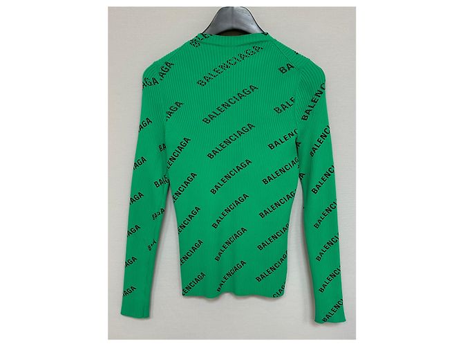 Balenciaga Maille à logos multiples Vert - vue 2