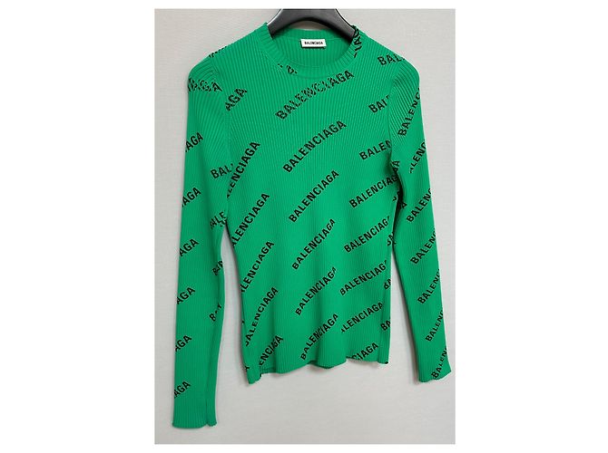 Balenciaga Maille à logos multiples Vert - vue 3