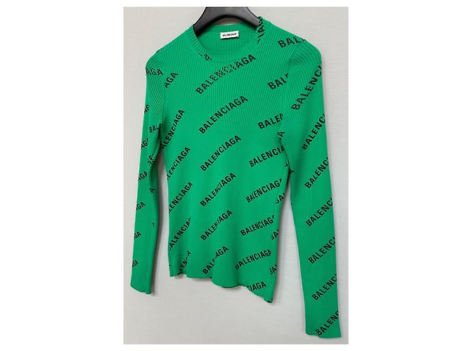 Balenciaga Maille à logos multiples Vert - vue 4