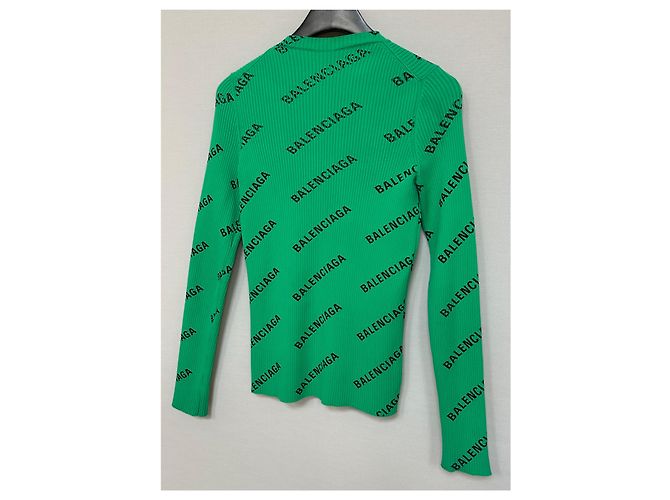 Balenciaga Maille à logos multiples Vert - vue 5