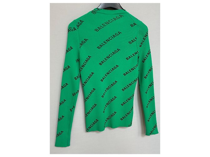 Balenciaga Maille à logos multiples Vert - vue 6