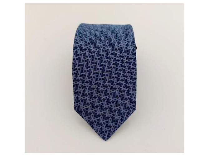Hermès Cravatta in seta geometrica blu marine - vista 4