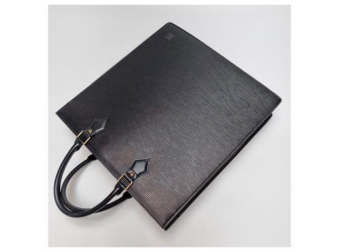 Louis Vuitton Borsa Tote Bag Briefcase Epi Sac Plat GM Nero - vista 12