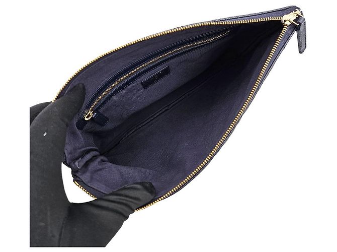 Chanel Clutch Classic New Medium Navy Caviar Gold Blu - vista 8
