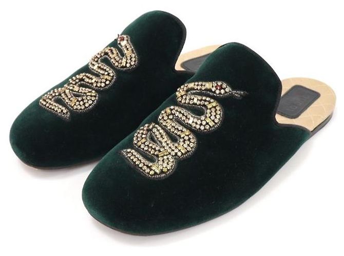 Gucci Grüner Samt-Abendmule Lawrence mit Schlangenmuster für Damen - Ansicht 3