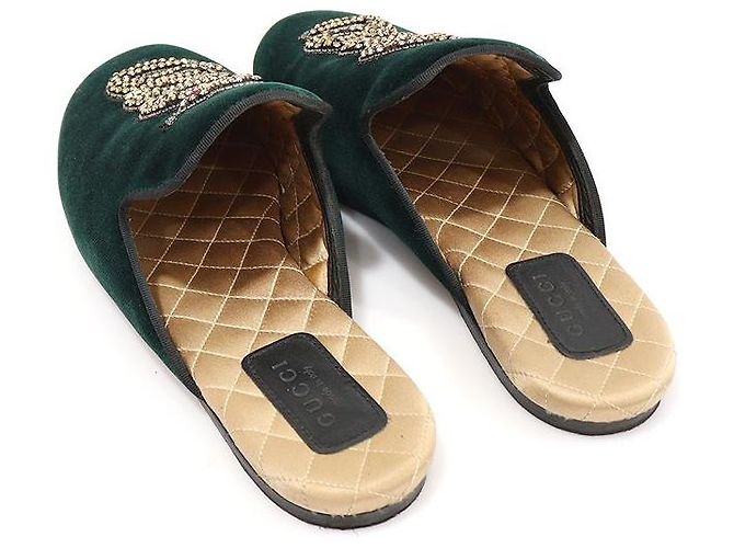 Gucci Grüner Samt-Abendmule Lawrence mit Schlangenmuster für Damen - Ansicht 5