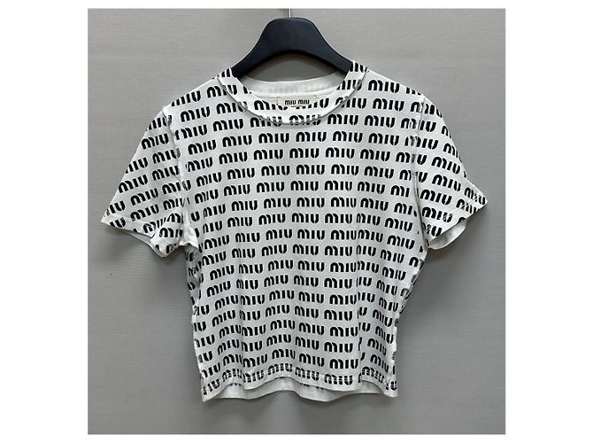 Miu Miu Camiseta de algodón estampada Plata - vista 2