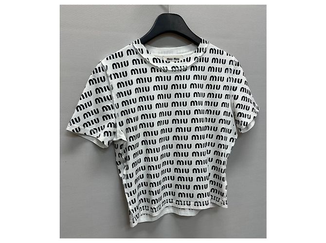 Miu Miu Camiseta de algodón estampada Plata - vista 3