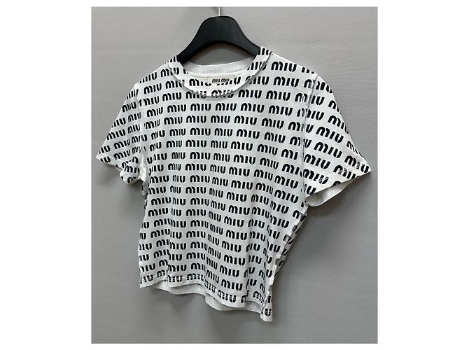 Miu Miu Camiseta de algodón estampada Plata - vista 4