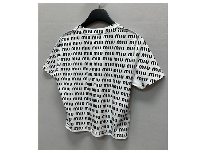 Miu Miu Camiseta de algodón estampada Plata - vista 6