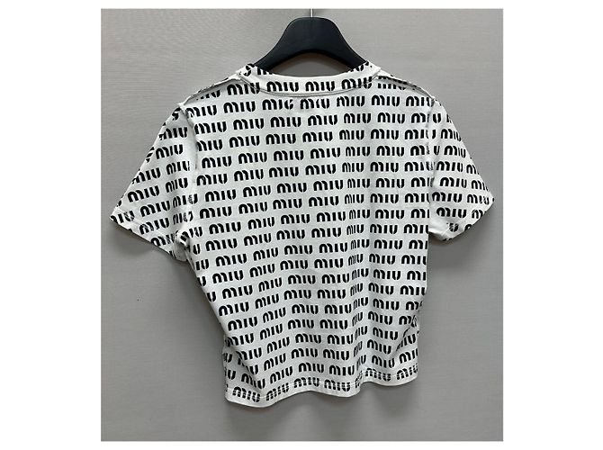 Miu Miu Camiseta de algodón estampada Plata - vista 7