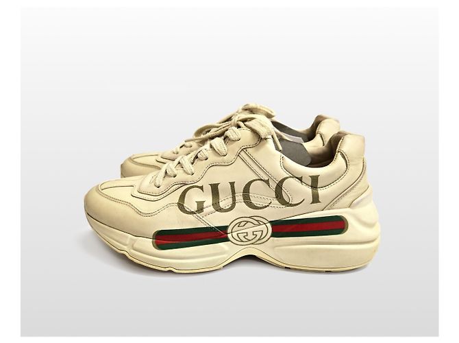 Gucci Sneakers in pelle con logo Laiton da donna Avorio Bianco - vista 2