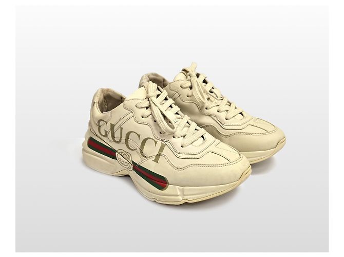 Gucci Sneakers in pelle con logo Laiton da donna Avorio Bianco - vista 3
