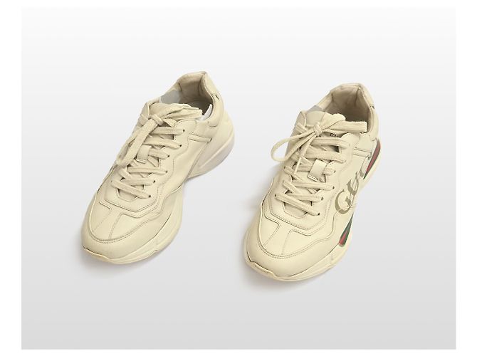 Gucci Sneakers in pelle con logo Laiton da donna Avorio Bianco - vista 6