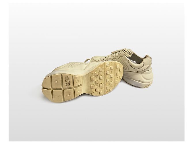 Gucci Sneakers in pelle con logo Laiton da donna Avorio Bianco - vista 8