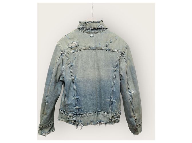 Amiri Chaqueta reversible de franela a cuadros rojos y denim desgastado Azul - vista 5