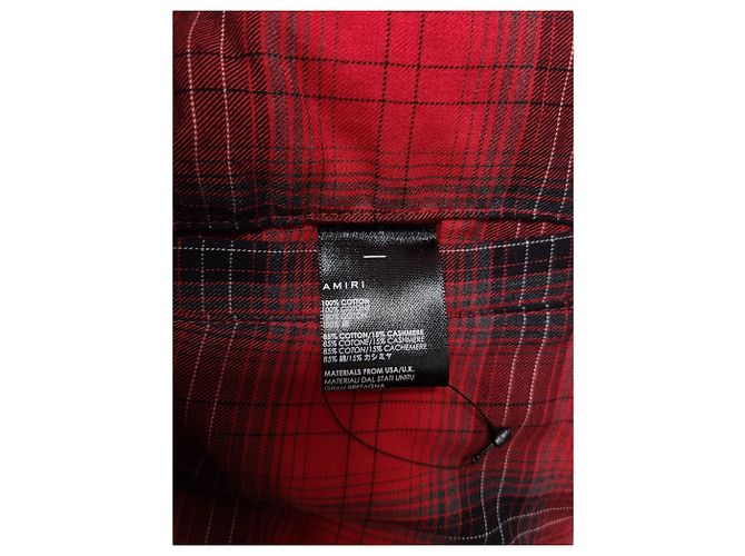 Amiri Chaqueta reversible de franela a cuadros rojos y denim desgastado Azul - vista 6