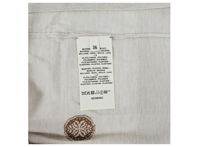 Hermès Suéter de manga corta para mujer de punto beige Natturel Castaño - vista 10