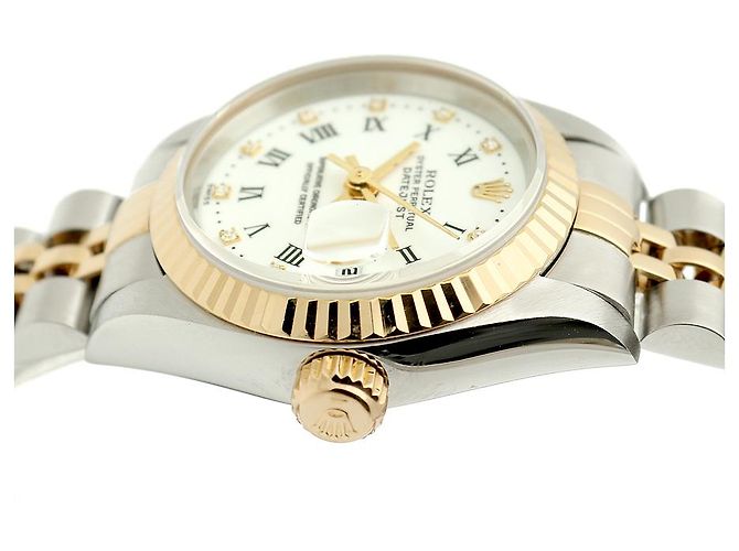 Rolex Reloj Datejust Combi para mujer con esfera limitada de números romanos blancos original - vista 12