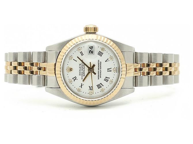 Rolex Reloj Datejust Combi para mujer con esfera limitada de números romanos blancos original - vista 18