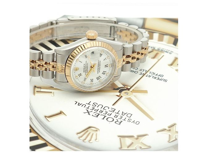 Rolex Reloj Datejust Combi para mujer con esfera limitada de números romanos blancos original - vista 2