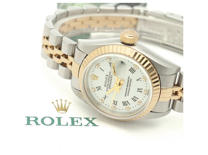 Rolex Reloj Datejust Combi para mujer con esfera limitada de números romanos blancos original - vista 23