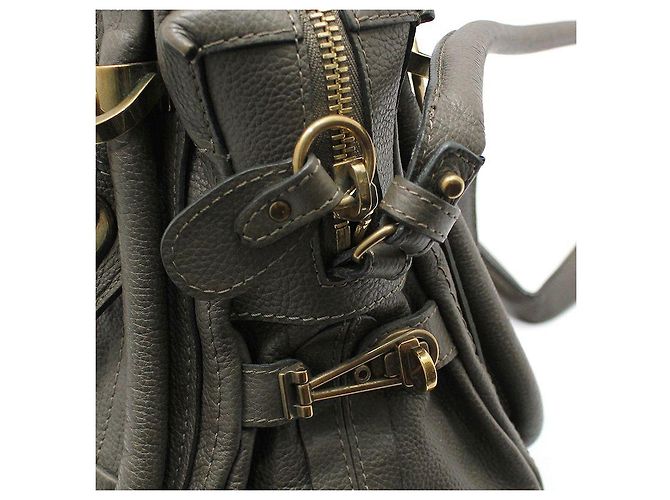 Chloé Paraty Medium Schultertasche aus grauem Leder mit Goldbeschichtung Braun - Ansicht 5