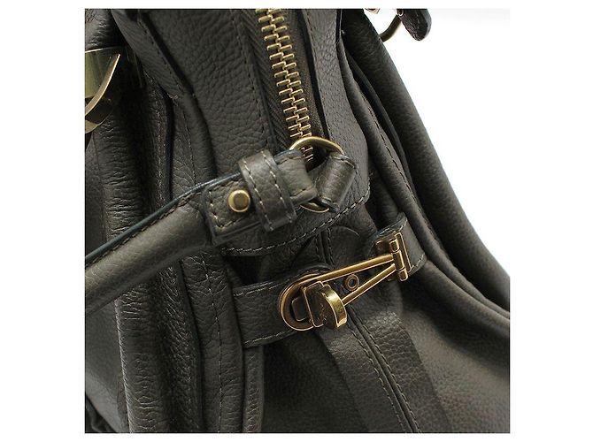 Chloé Paraty Medium Schultertasche aus grauem Leder mit Goldbeschichtung Braun - Ansicht 6