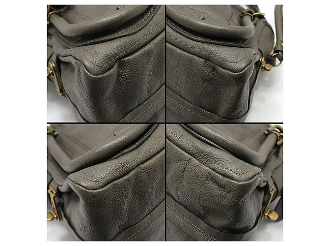 Chloé Paraty Medium Schultertasche aus grauem Leder mit Goldbeschichtung Braun - Ansicht 9