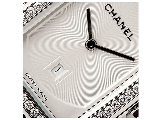 Chanel Boyfriend Steel Leder Damenuhr Medium mit Diamanten Silber - Ansicht 14