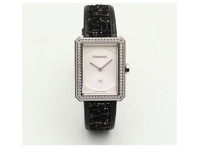 Chanel Boyfriend Steel Leder Damenuhr Medium mit Diamanten Silber - Ansicht 17