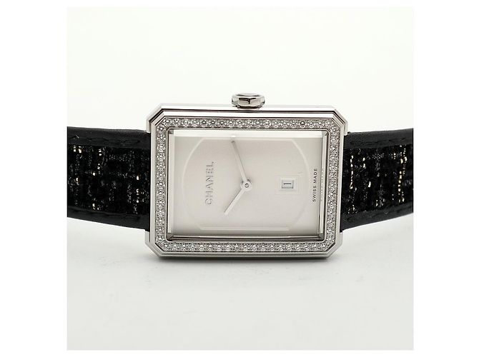 Chanel Boyfriend Steel Leder Damenuhr Medium mit Diamanten Silber - Ansicht 19