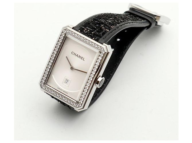 Chanel Boyfriend Steel Leder Damenuhr Medium mit Diamanten Silber - Ansicht 21