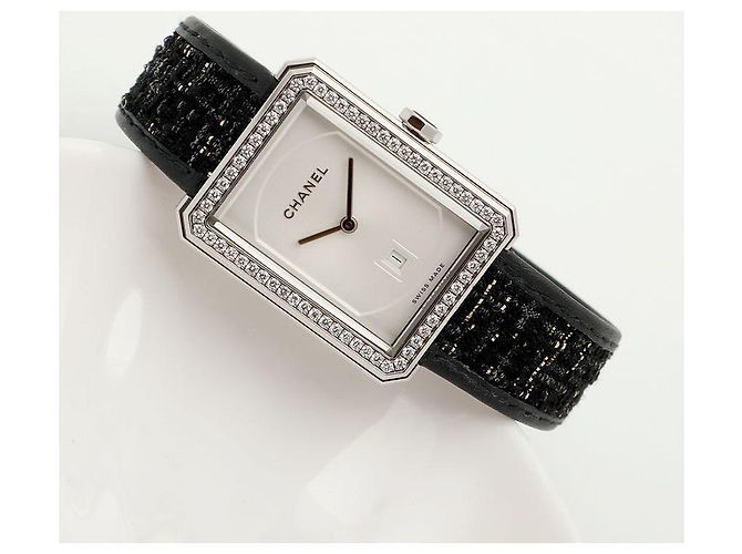 Chanel Boyfriend Steel Leder Damenuhr Medium mit Diamanten Silber - Ansicht 23